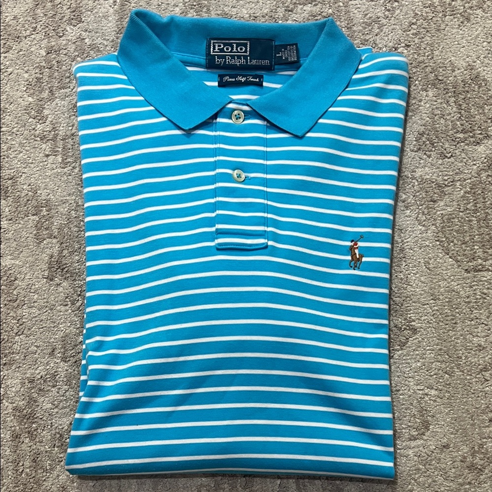 Polo by Ralph Lauren Turquoise & White Striped Polo Shirt